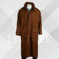 Men's Deep Tan Nubuck Leather Full Length Duster Coat