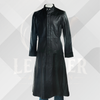 Men's Black Full Length Genuine Leather Matrix Coat