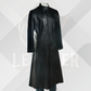Men's Black Full Length Genuine Leather Matrix Coat