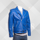 Men's Royal Blue Classic Brando Leather Biker Jacket