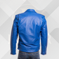 Men's Royal Blue Classic Brando Leather Biker Jacket