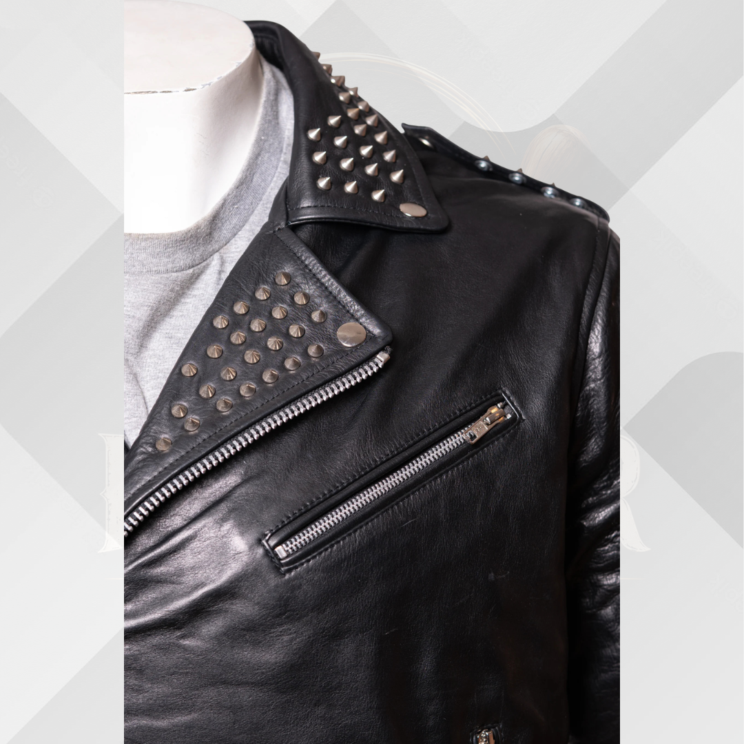 Men’s Black Studded Biker Leather Jacket